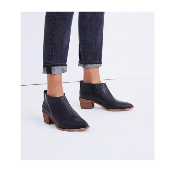 Madewell The Bonham Boot Size 7.5 Black Ankle Leather Comfort Chelsea Western - Picture 1 of 11